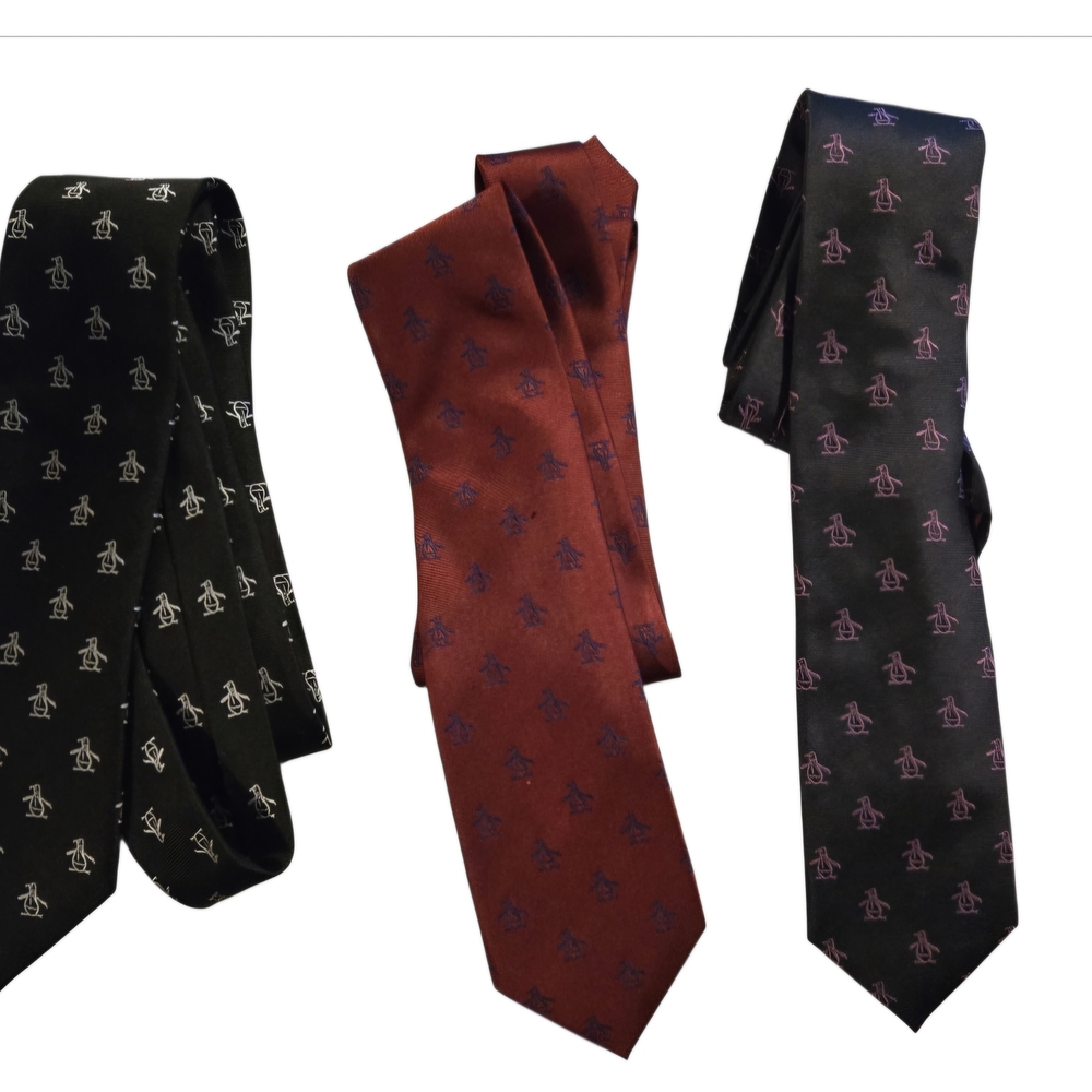Pinguin Elegant Men's Tie Set - Black, Red, and Black